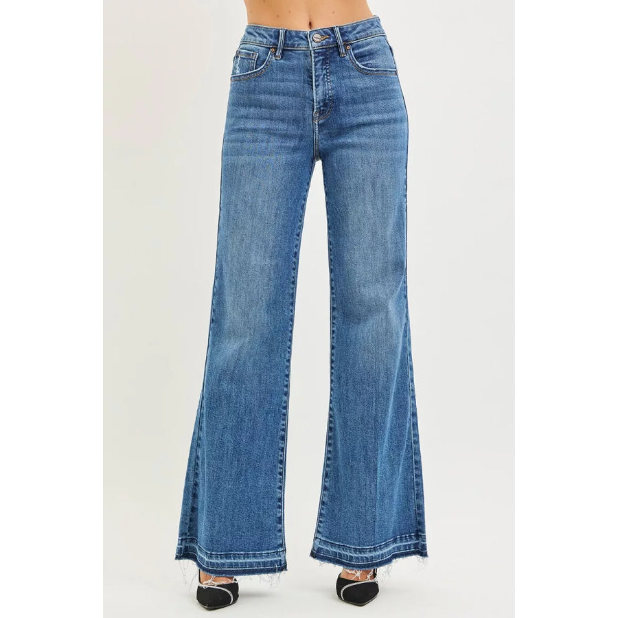 RISEN High Rise Wide Leg Jeans With Released Hem Apparel and Accessories