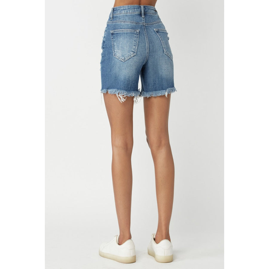 RISEN High Waisted Distressed Denim Shorts Apparel and Accessories