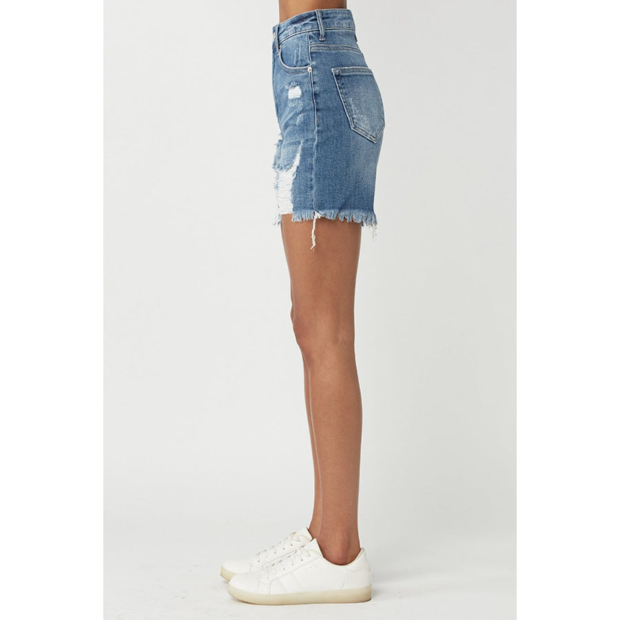 RISEN High Waisted Distressed Denim Shorts Apparel and Accessories