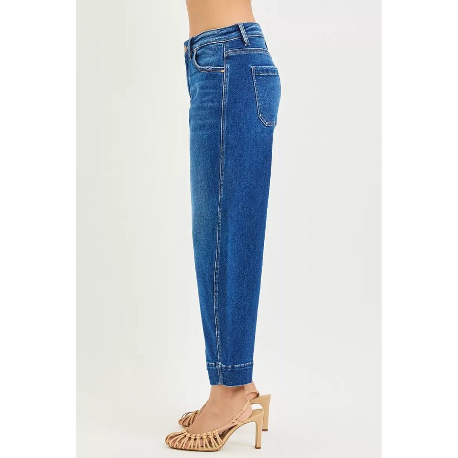 RISEN Mid Rise Crop Barrel Jeans Apparel and Accessories
