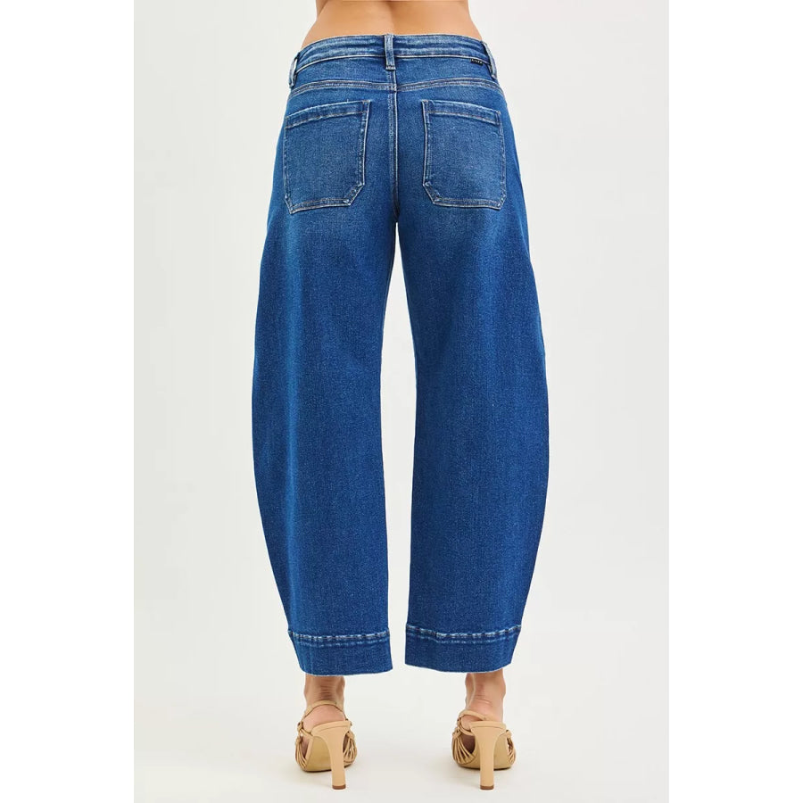 RISEN Mid Rise Crop Barrel Jeans Apparel and Accessories