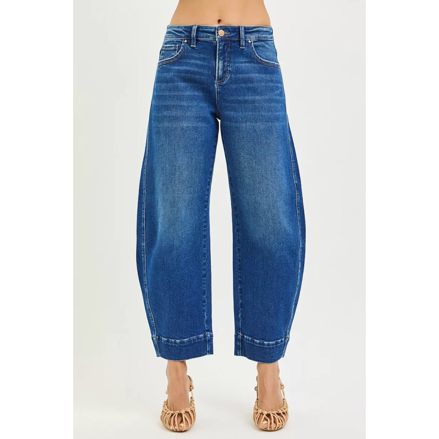 RISEN Mid Rise Crop Barrel Jeans Apparel and Accessories