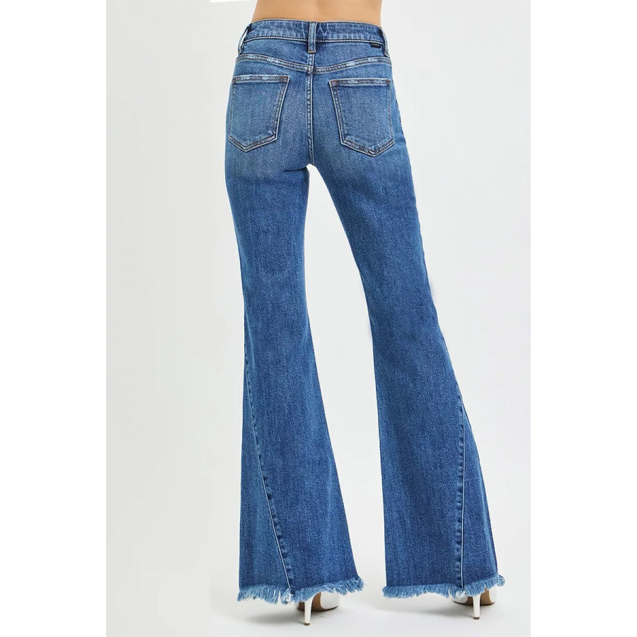 RISEN Mid Rise Flare Side Seam Detailing Jeans Apparel and Accessories