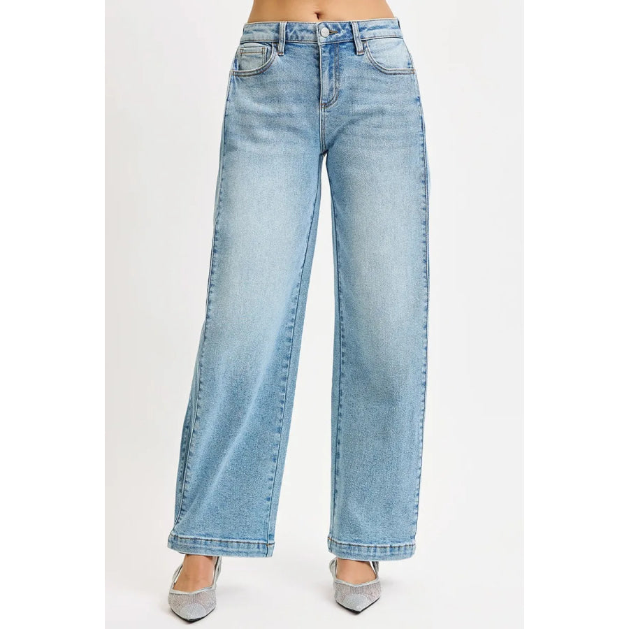 RISEN Mid Rise Wide Barrel Transferable Leg Snap Jeans MEDIUM / Apparel and Accessories