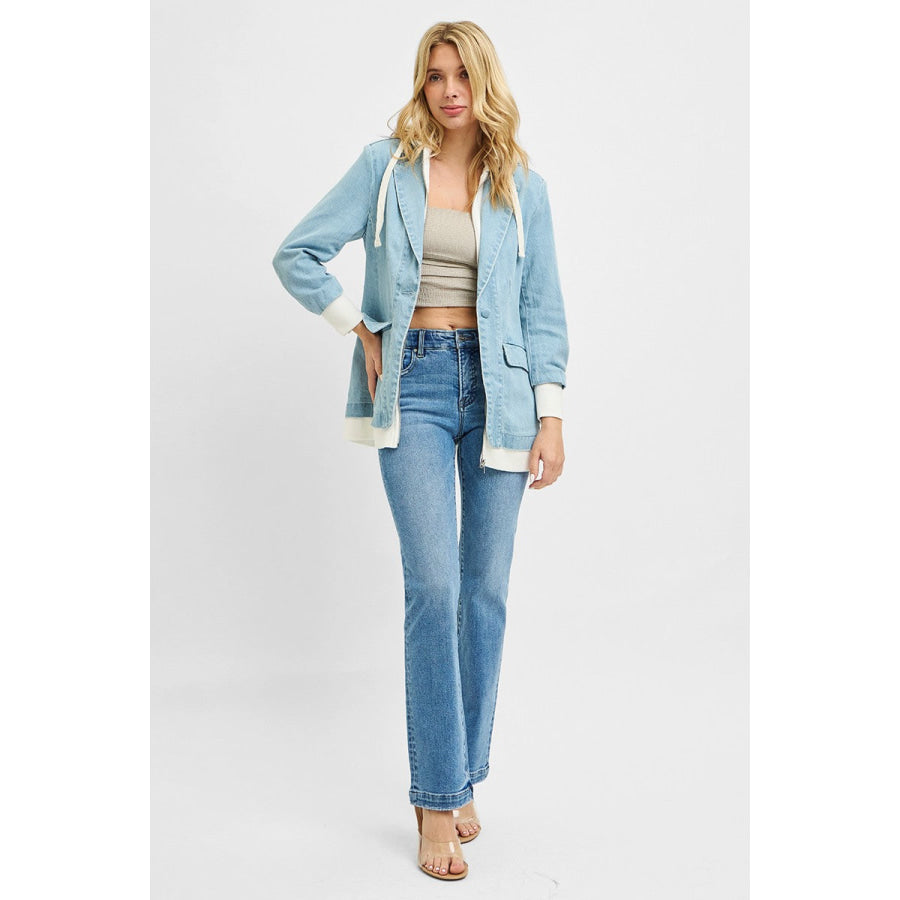 RISEN One Button Blazer with Hoodie Jacket Apparel and Accessories
