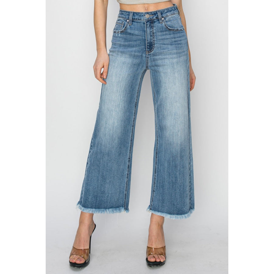 RISEN Raw Hem Cropped Wide Leg Jeans Medium / 0(24) Apparel and Accessories