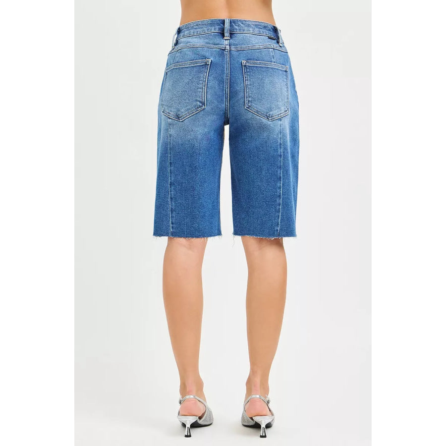 RISEN Raw Hem Slouchy Seamed Jorts Apparel and Accessories