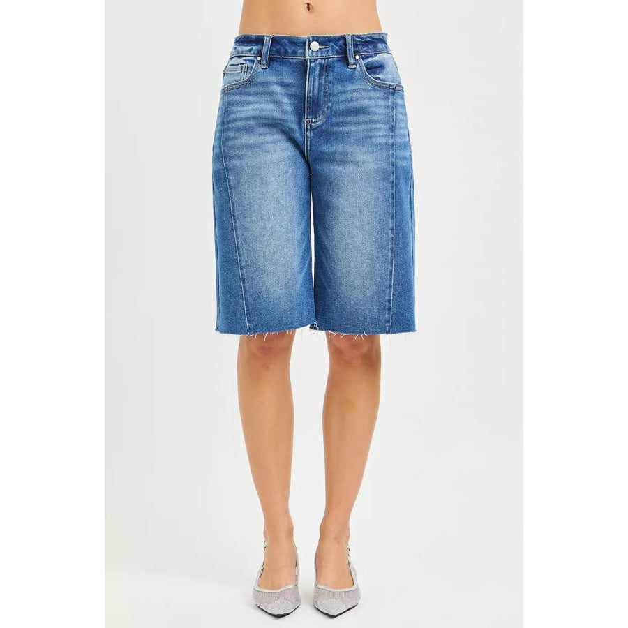 RISEN Raw Hem Slouchy Seamed Jorts Apparel and Accessories
