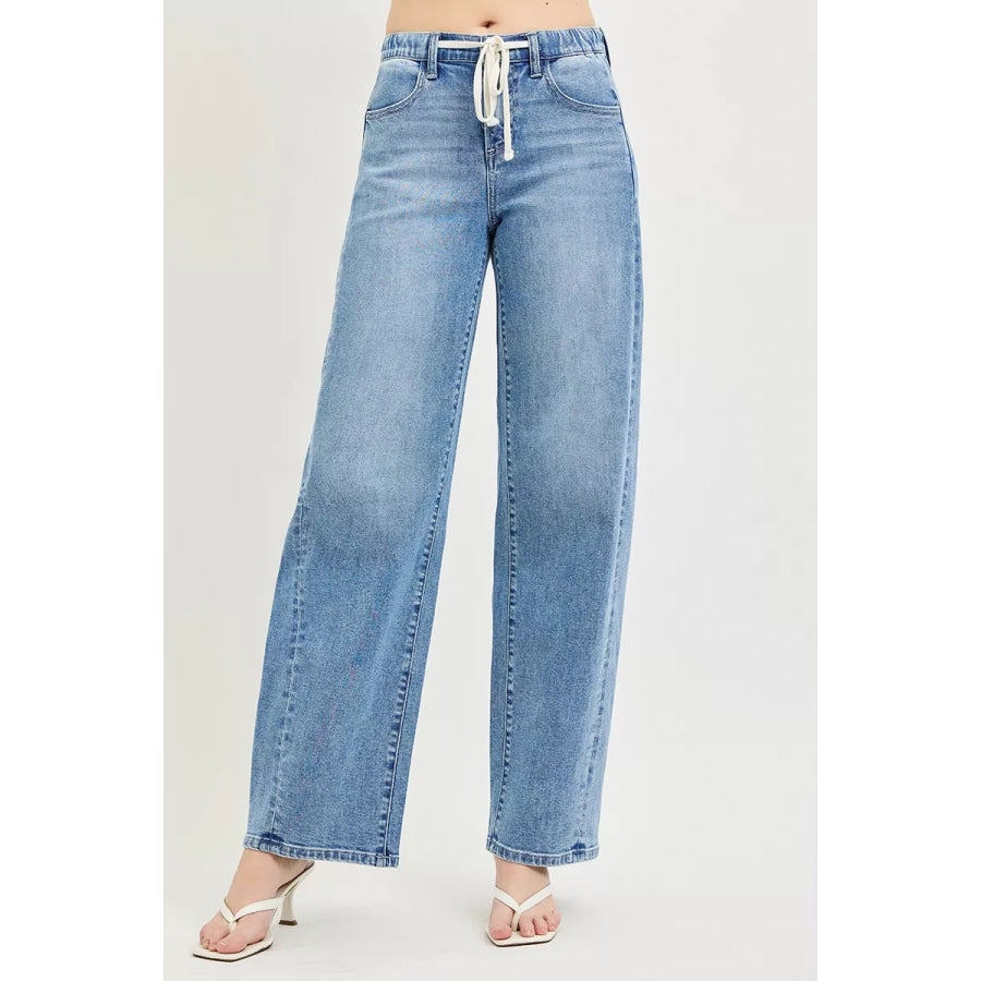 RISEN Relaxed Fit Drawstring Waist Jeans LIGHT / 0(24) Apparel and Accessories