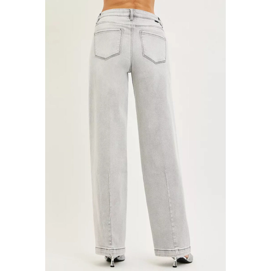 RISEN Slouchy Baggy Jeans with Contrast Stitching Apparel and Accessories