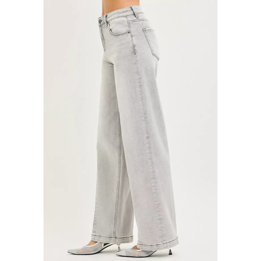 RISEN Slouchy Baggy Jeans with Contrast Stitching Apparel and Accessories