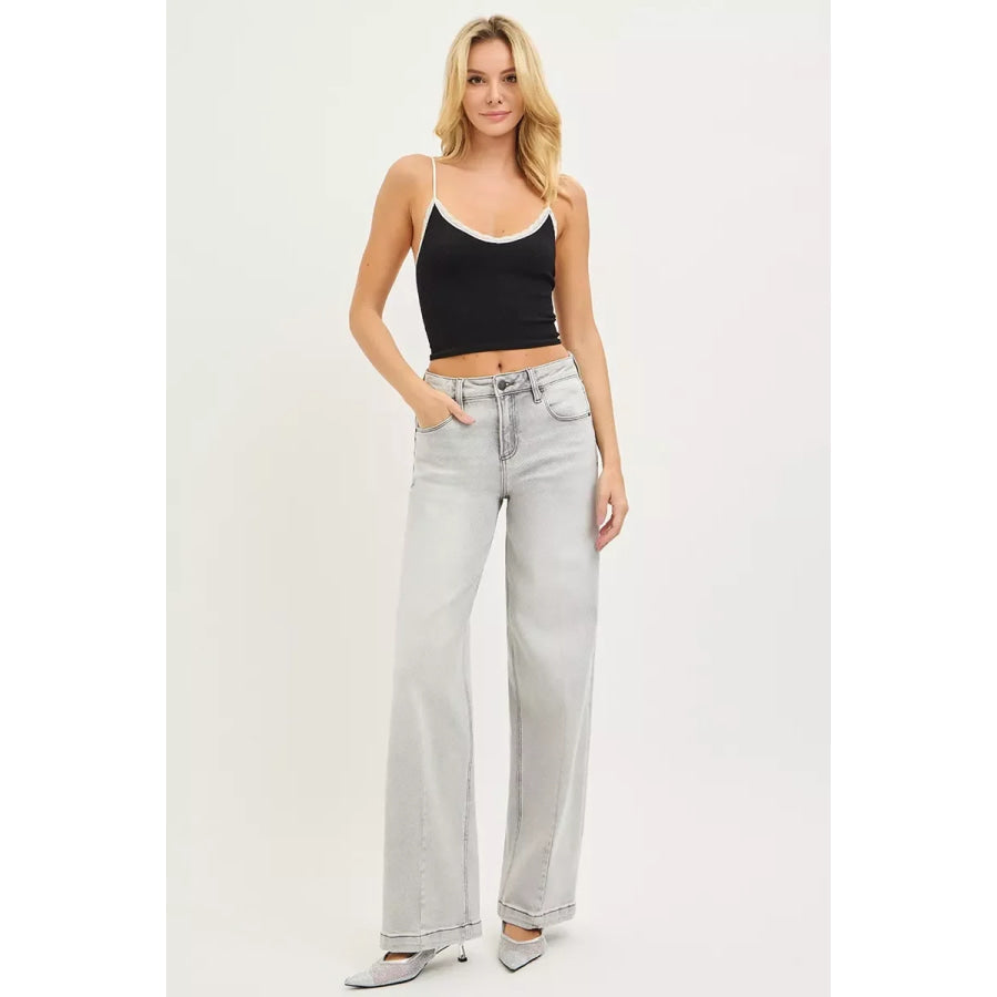 RISEN Slouchy Baggy Jeans with Contrast Stitching Apparel and Accessories