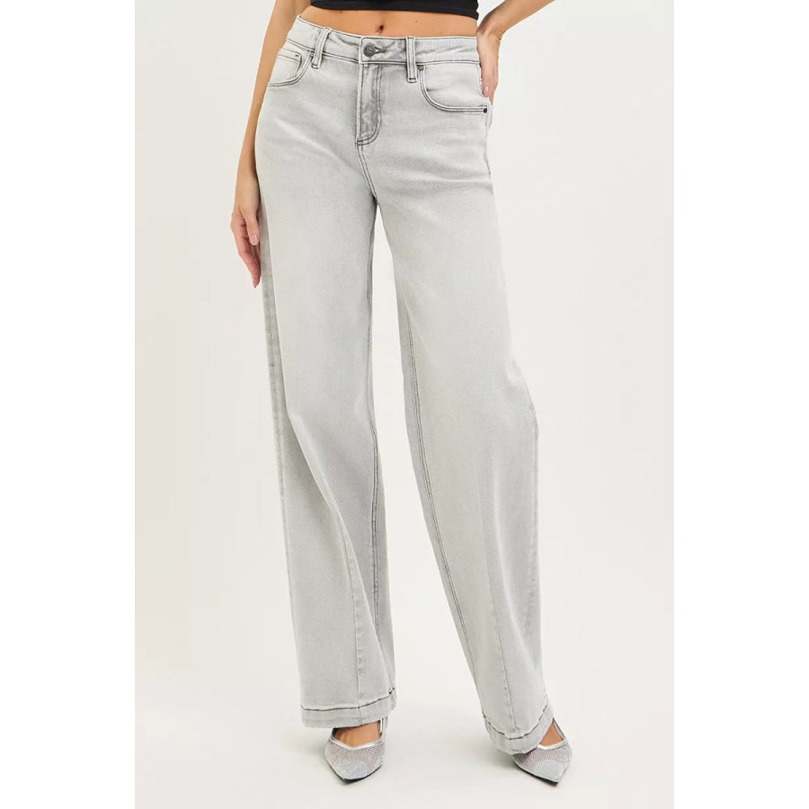RISEN Slouchy Baggy Jeans with Contrast Stitching Apparel and Accessories
