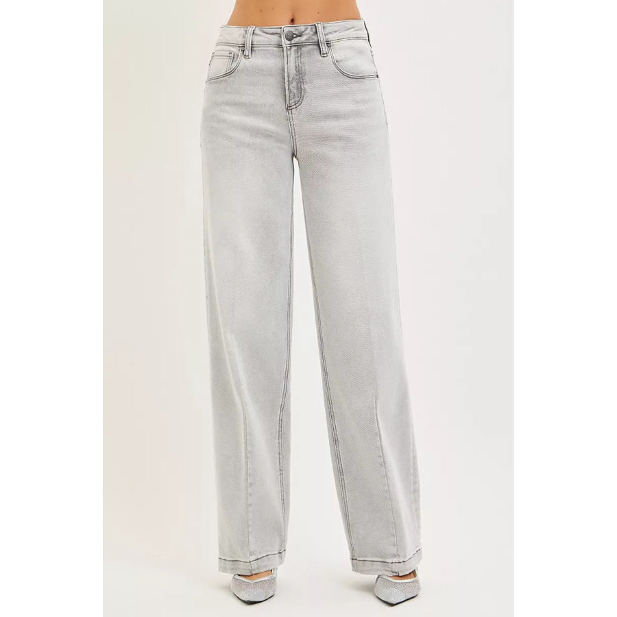 RISEN Slouchy Baggy Jeans with Contrast Stitching Apparel and Accessories