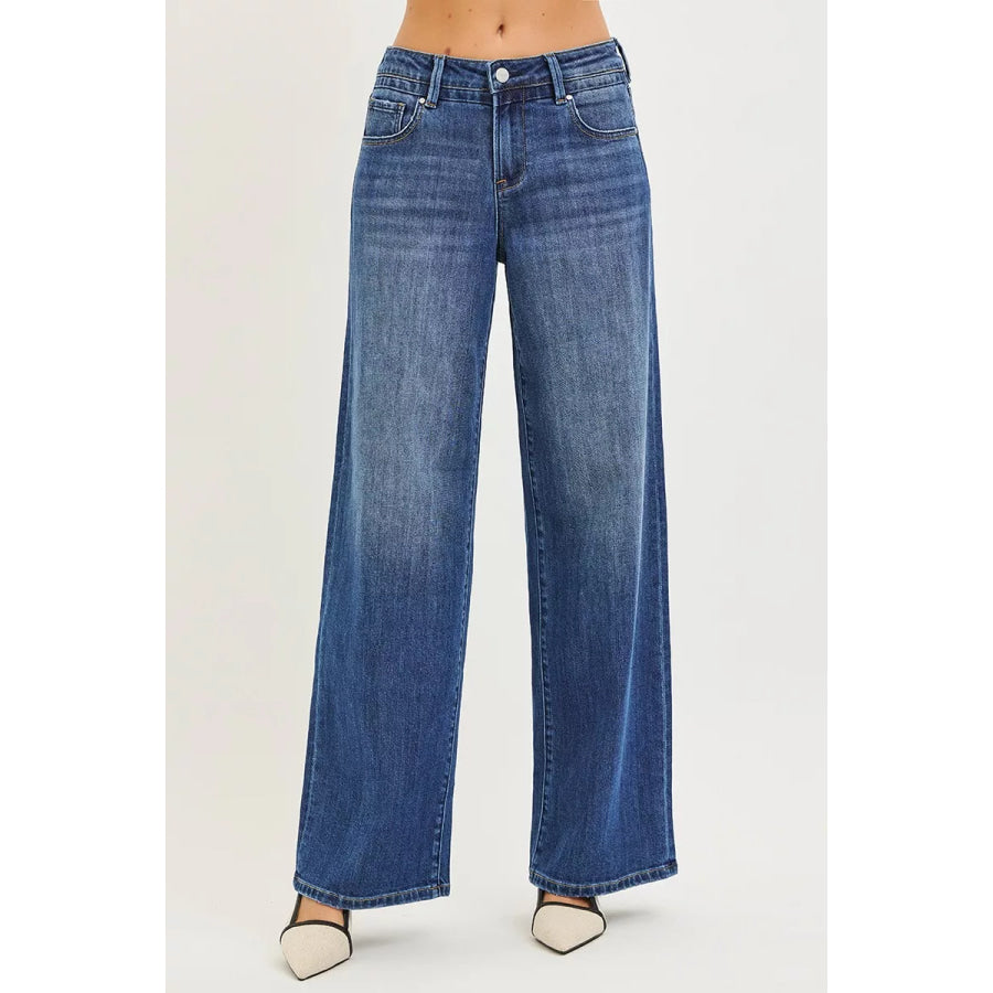 RISEN Slouchy Baggy Jeans with Pockets DARK / Apparel and Accessories