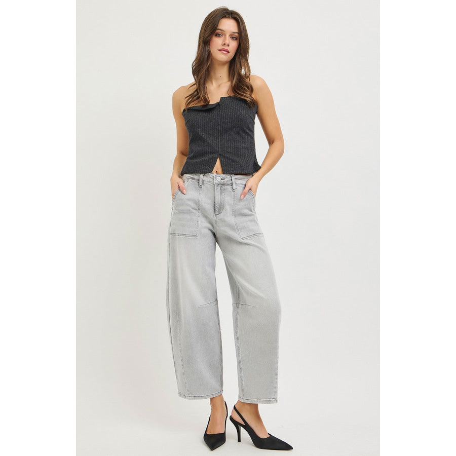 RISEN Slouchy Cropped Barrel Jeans Apparel and Accessories