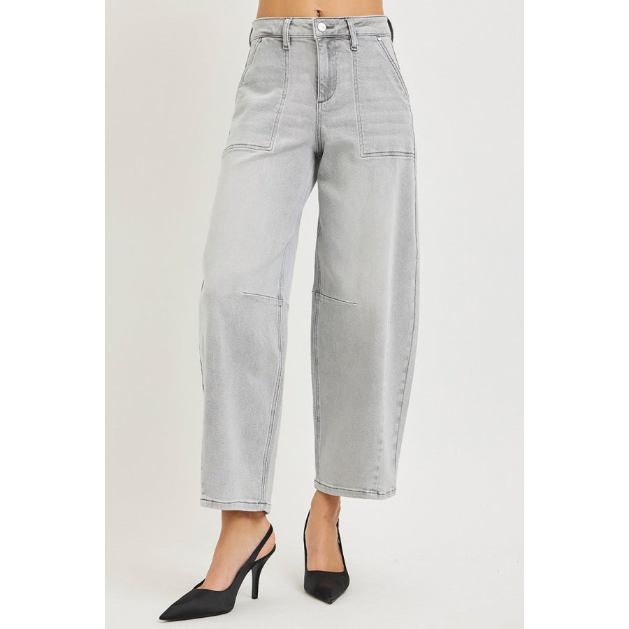 RISEN Slouchy Cropped Barrel Jeans Apparel and Accessories