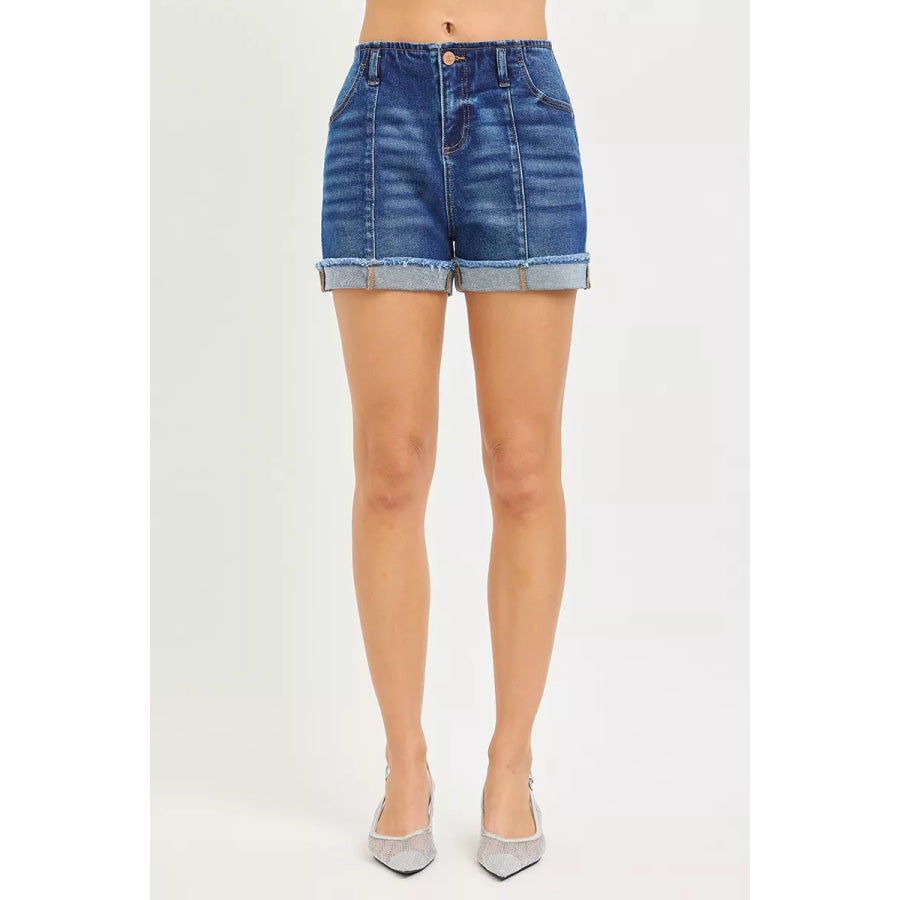 RISEN Slouchy Cuffed Denim Shorts Apparel and Accessories