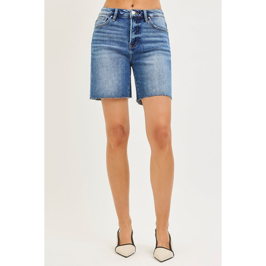 RISEN Tummy Control High Rise Raw Cut Hem Jhorts Apparel and Accessories