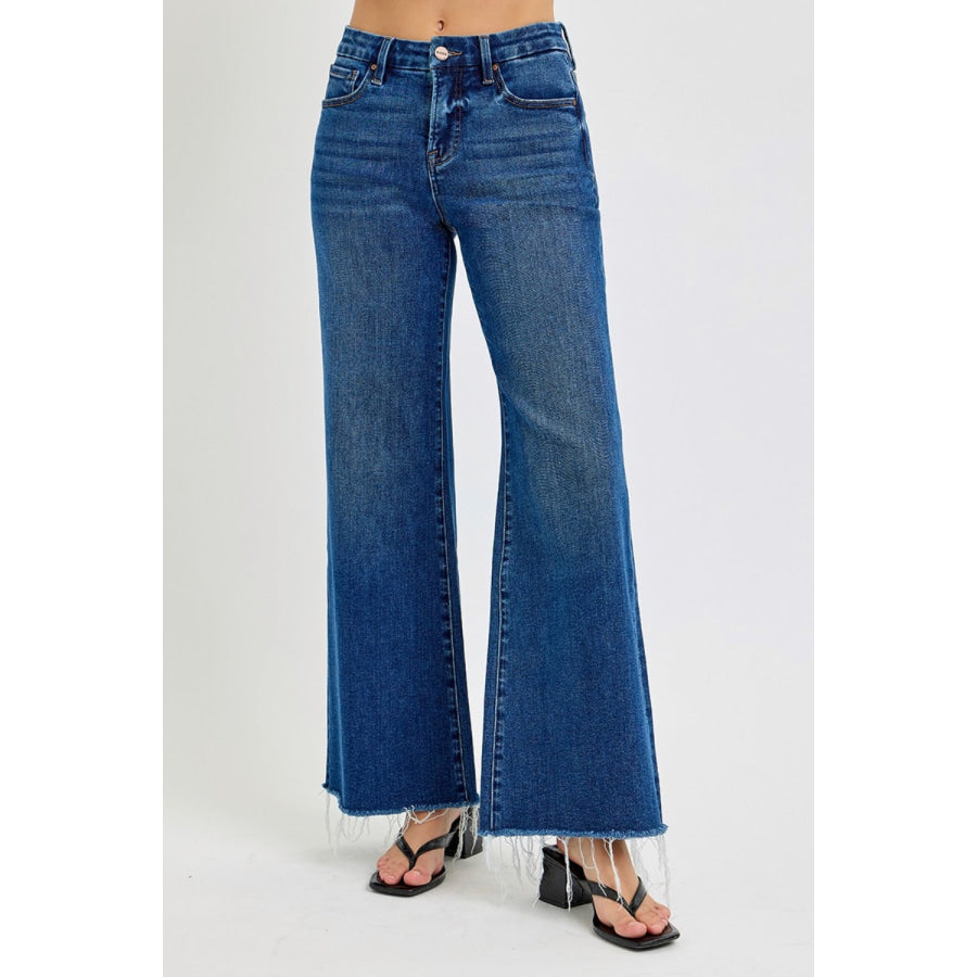 RISEN Tummy Control High Rise Wide Leg Jeans Apparel and Accessories