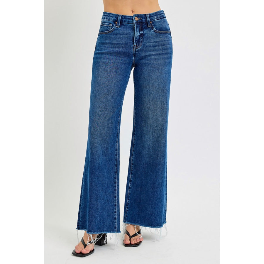 RISEN Tummy Control High Rise Wide Leg Jeans Apparel and Accessories