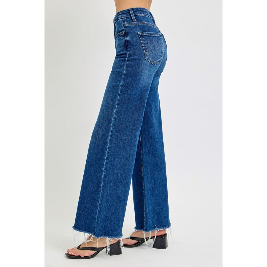 RISEN Tummy Control High Rise Wide Leg Jeans Apparel and Accessories