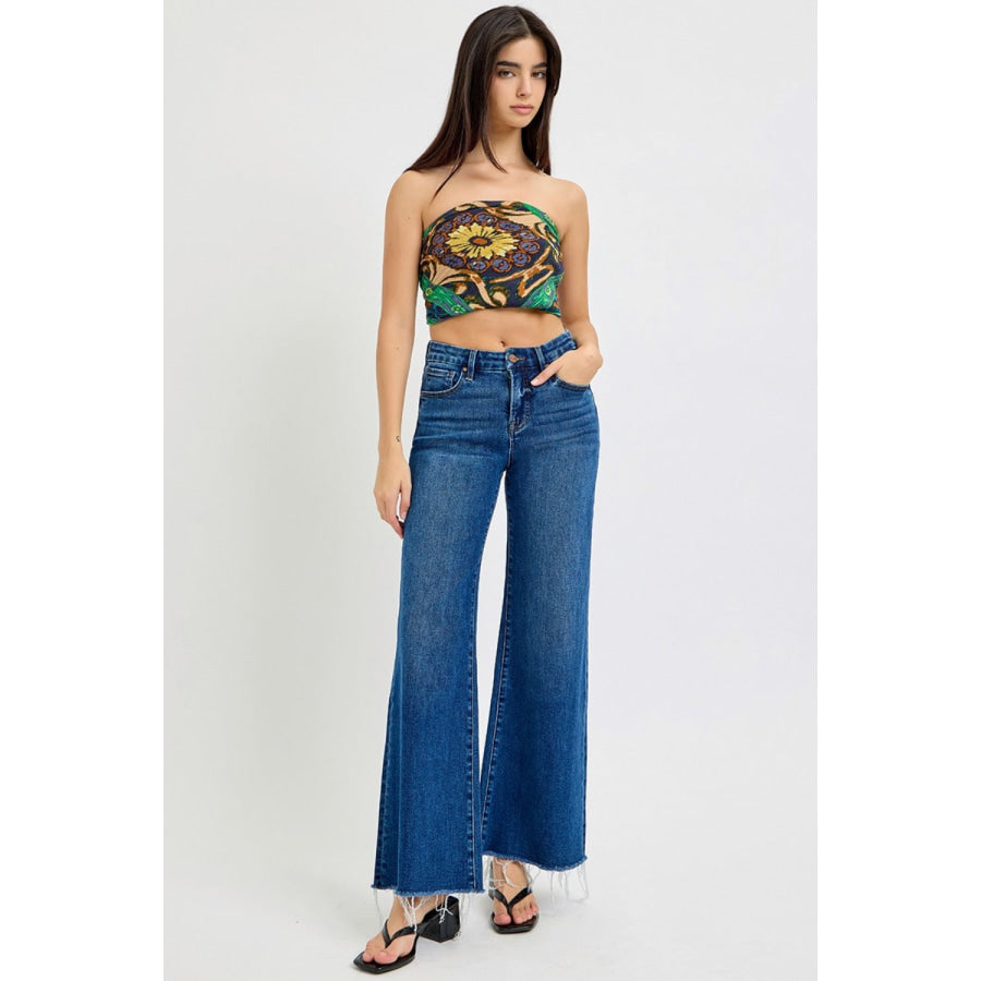 RISEN Tummy Control High Rise Wide Leg Jeans Apparel and Accessories