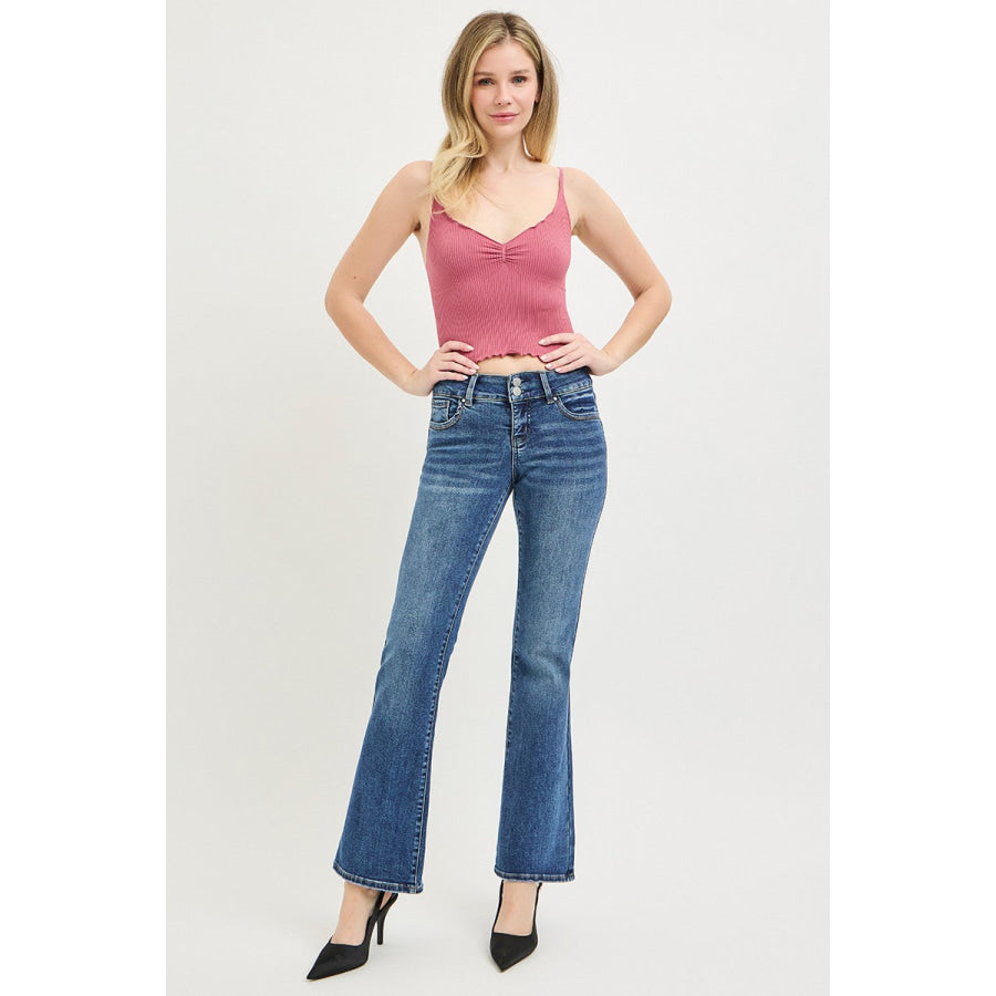 RISEN Tummy Control Low Rise Bootcut Jeans Apparel and Accessories