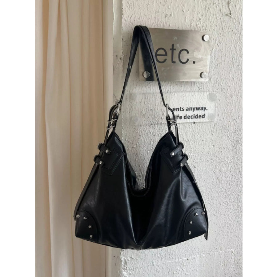 Rivet Decor Shoulder Bag Black / onesize Apparel and Accessories