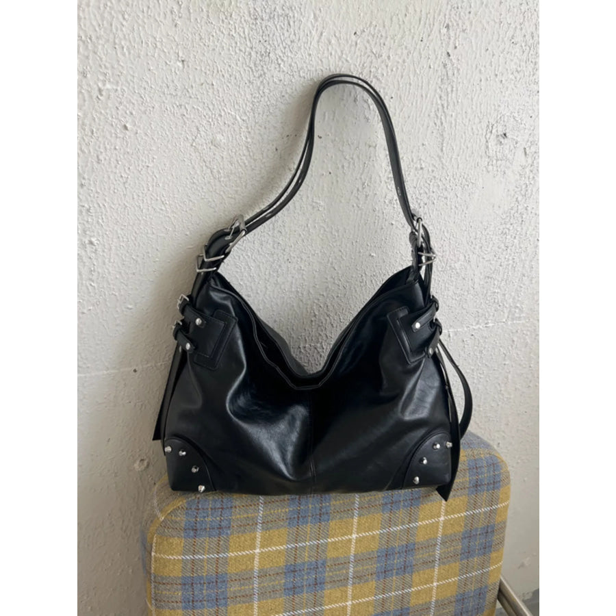 Rivet Decor Shoulder Bag Black / onesize Apparel and Accessories