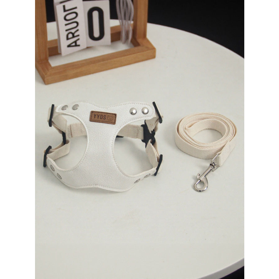Rivet-Decorated Dog Harness Leash Set Apparel and Accessories