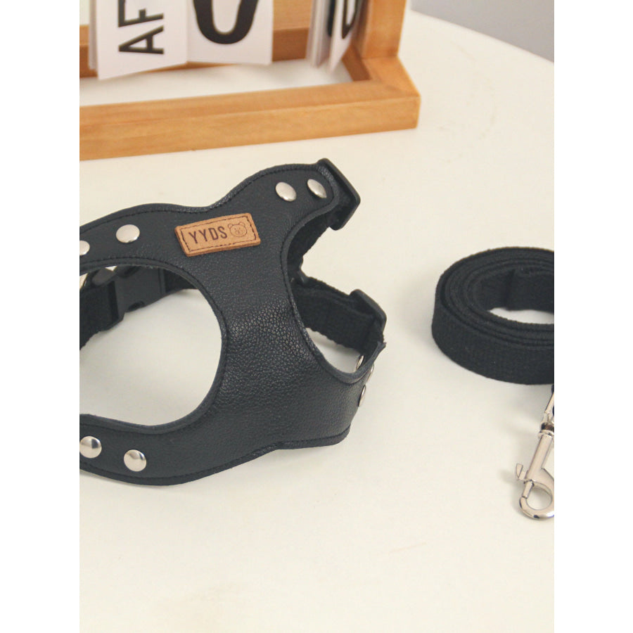 Rivet-Decorated Dog Harness Leash Set Apparel and Accessories