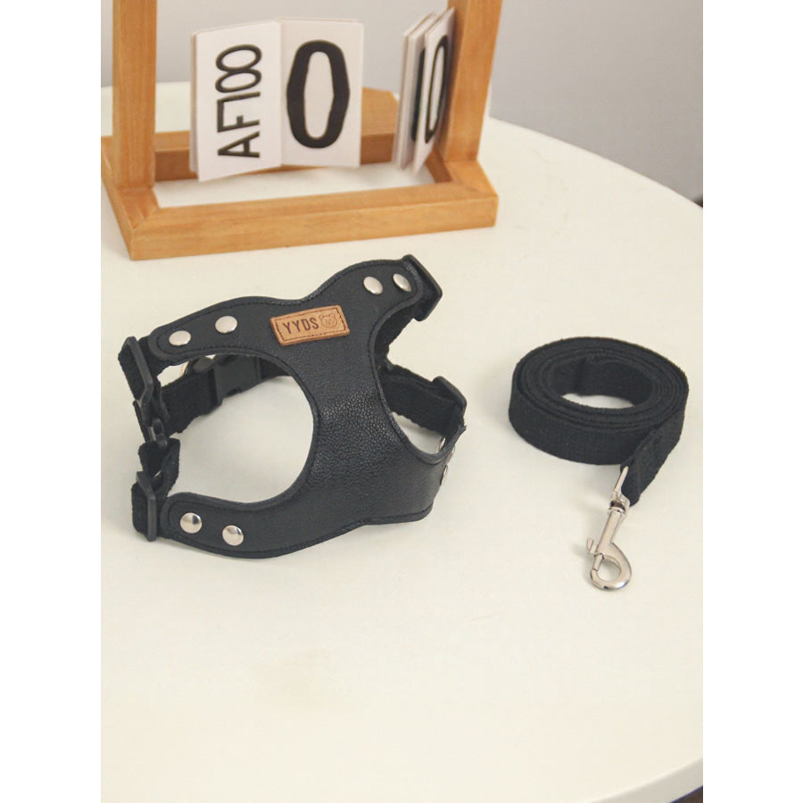 Rivet-Decorated Dog Harness Leash Set Apparel and Accessories