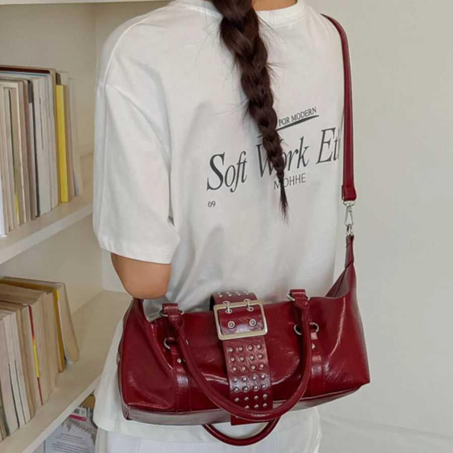 Rivet Embellished Crossbody Bag Apparel and Accessories