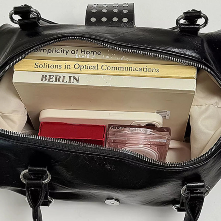 Rivet Embellished Crossbody Bag Apparel and Accessories