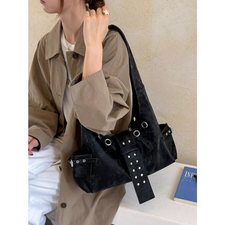 Rivet Embellished Shoulder Bag Apparel and Accessories