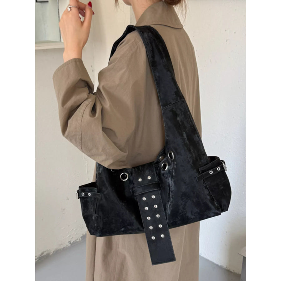 Rivet Embellished Shoulder Bag Apparel and Accessories