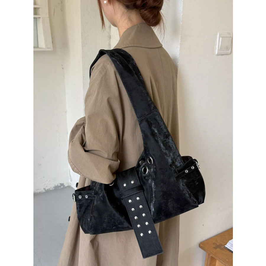Rivet Embellished Shoulder Bag Apparel and Accessories