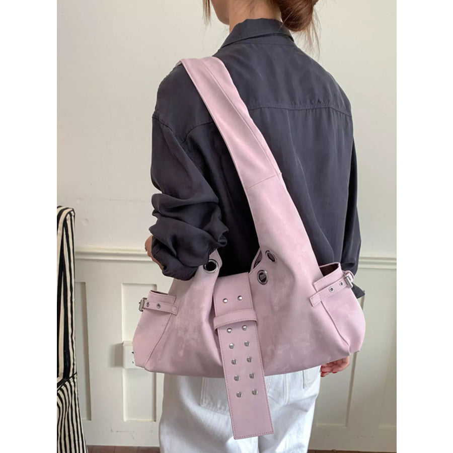 Rivet Embellished Shoulder Bag Apparel and Accessories
