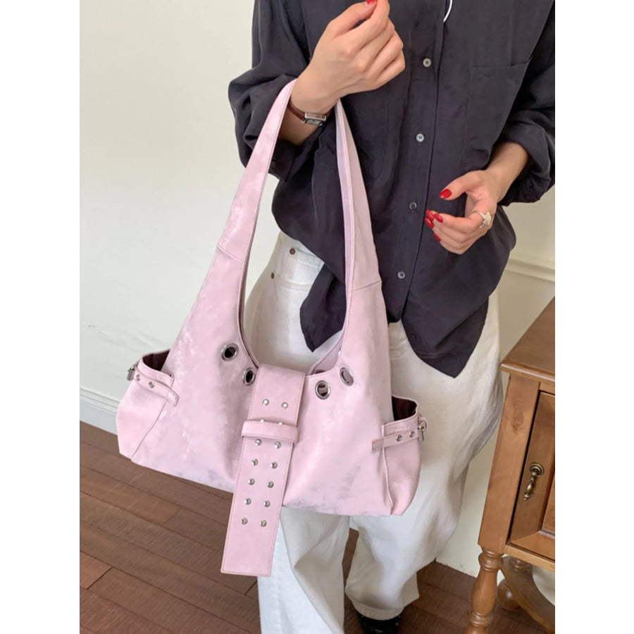 Rivet Embellished Shoulder Bag Apparel and Accessories
