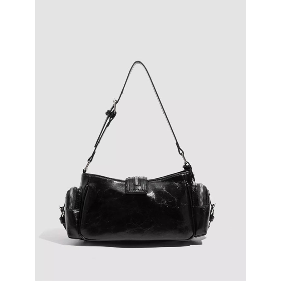 Rivet Embellished Shoulder Bag Black / One Size Apparel and Accessories