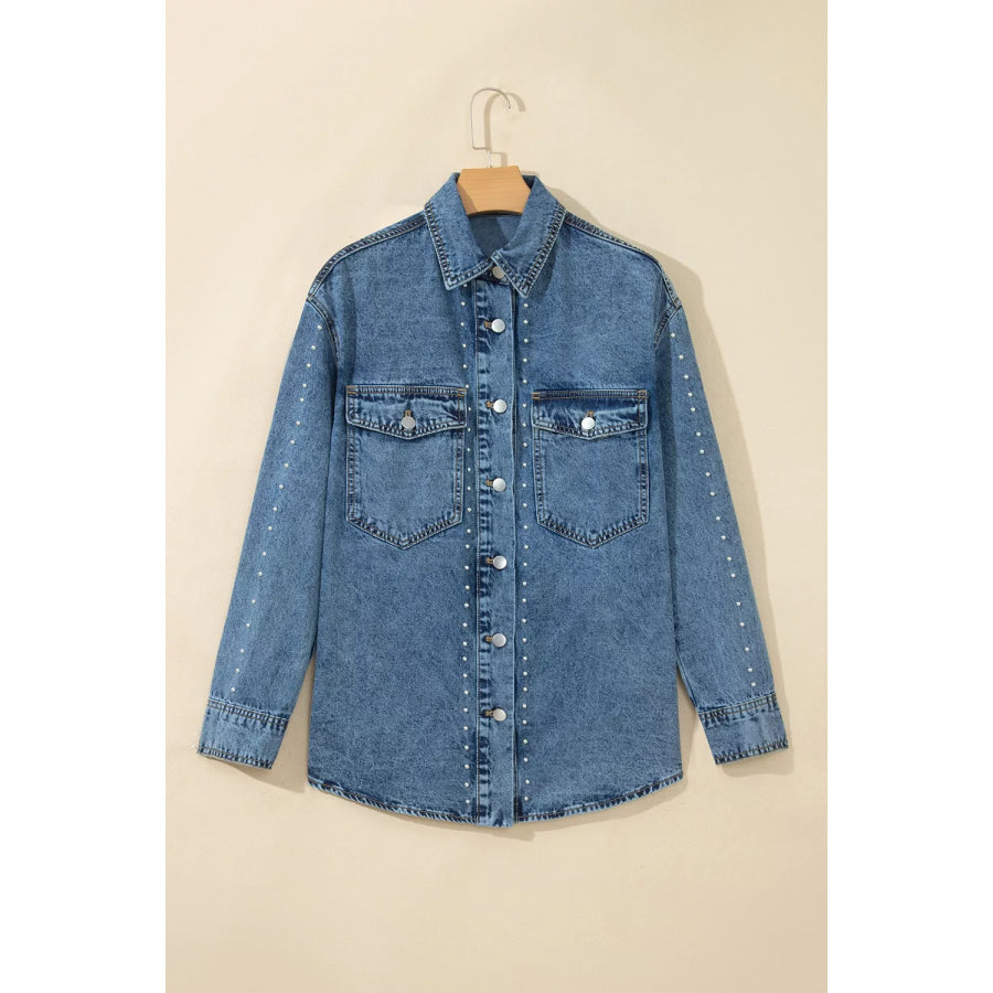 Rivet Embellished Western Style Regular Fit Long Sleeve Denim Jacket Apparel and Accessories