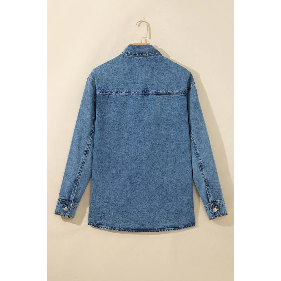 Rivet Embellished Western Style Regular Fit Long Sleeve Denim Jacket Apparel and Accessories