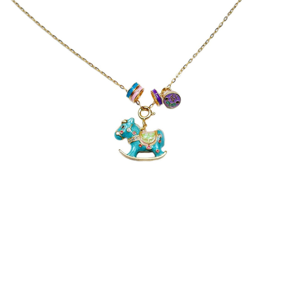 Rocking Horse Pendant Necklace Pastel Blue / One Size Apparel and Accessories