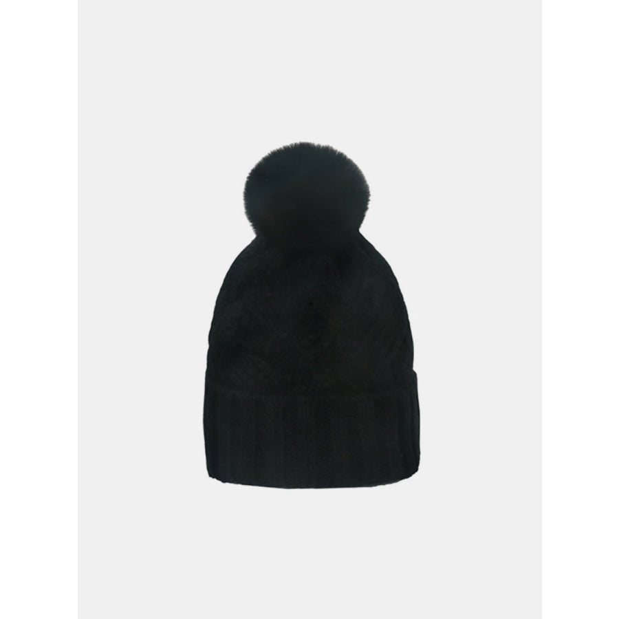 Roll Rim Cable-Knit Hat Black / One Size Apparel and Accessories