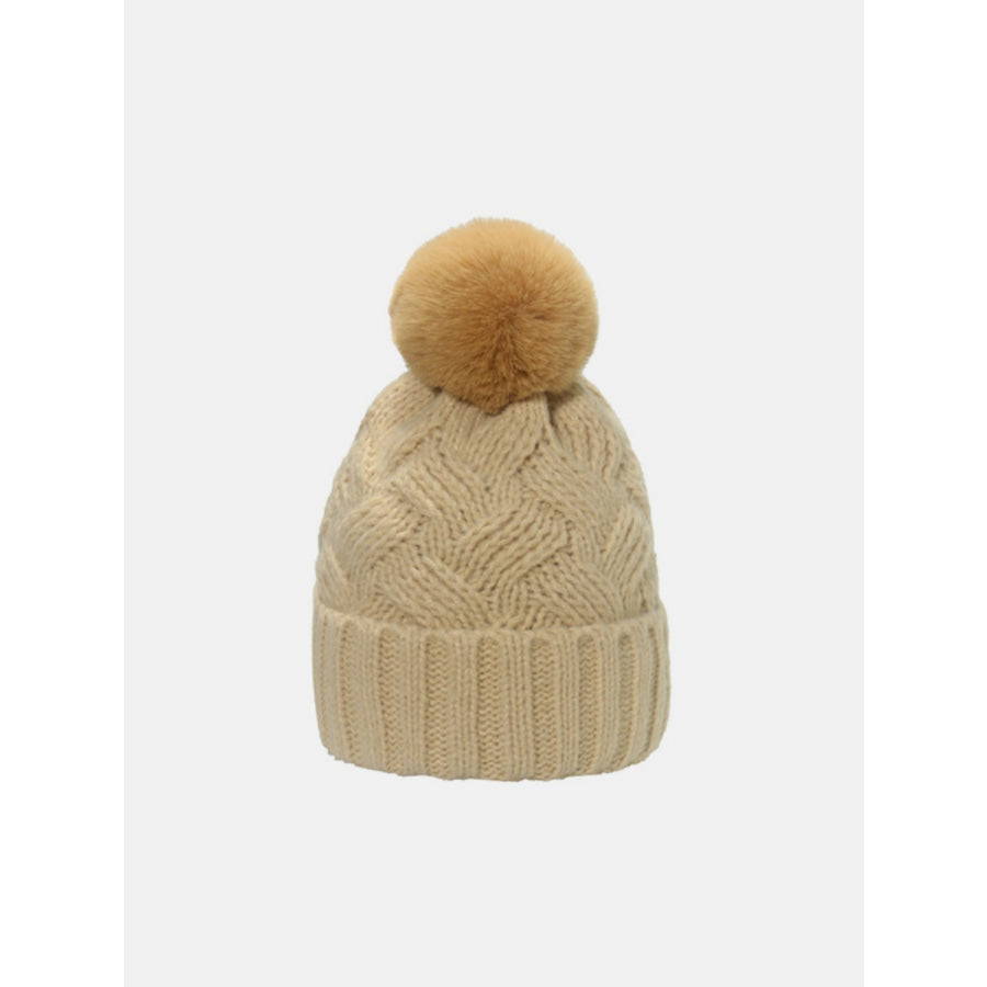 Roll Rim Cable-Knit Hat Dust Storm / One Size Apparel and Accessories