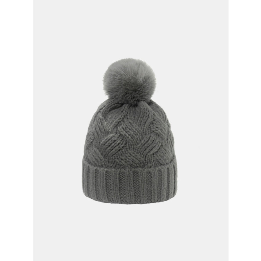 Roll Rim Cable-Knit Hat Gray / One Size Apparel and Accessories