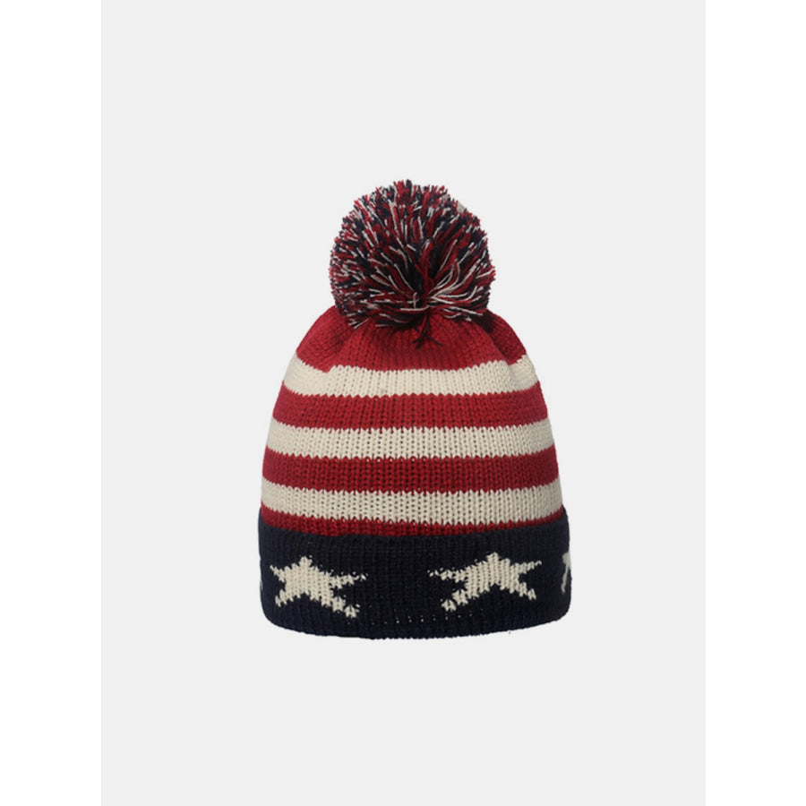 Roll Rim Flag Knit Hat Style B / One Size Apparel and Accessories