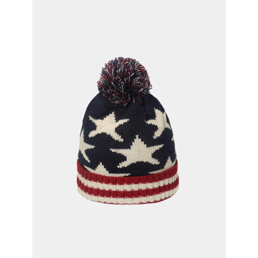 Roll Rim Flag Knit Hat Style D / One Size Apparel and Accessories