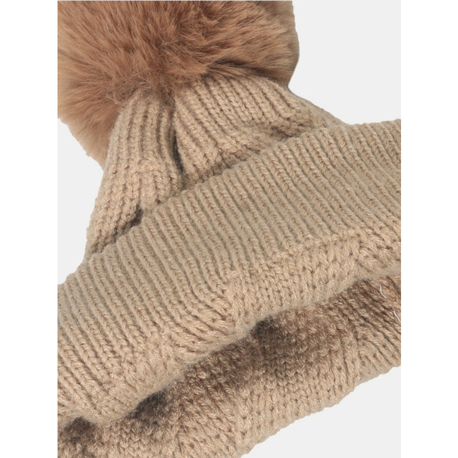 Roll Rim Hat with Pompom Camel / One Size Apparel and Accessories